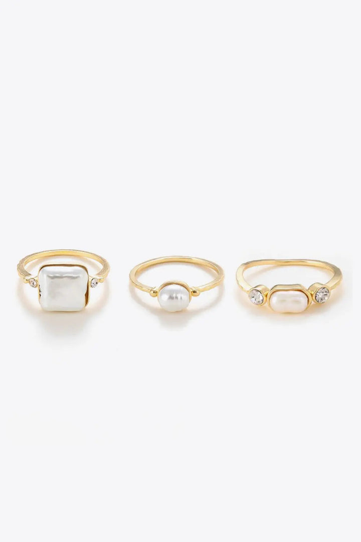 LOVCIA Pearl 18K Gold-Plated Ring Set