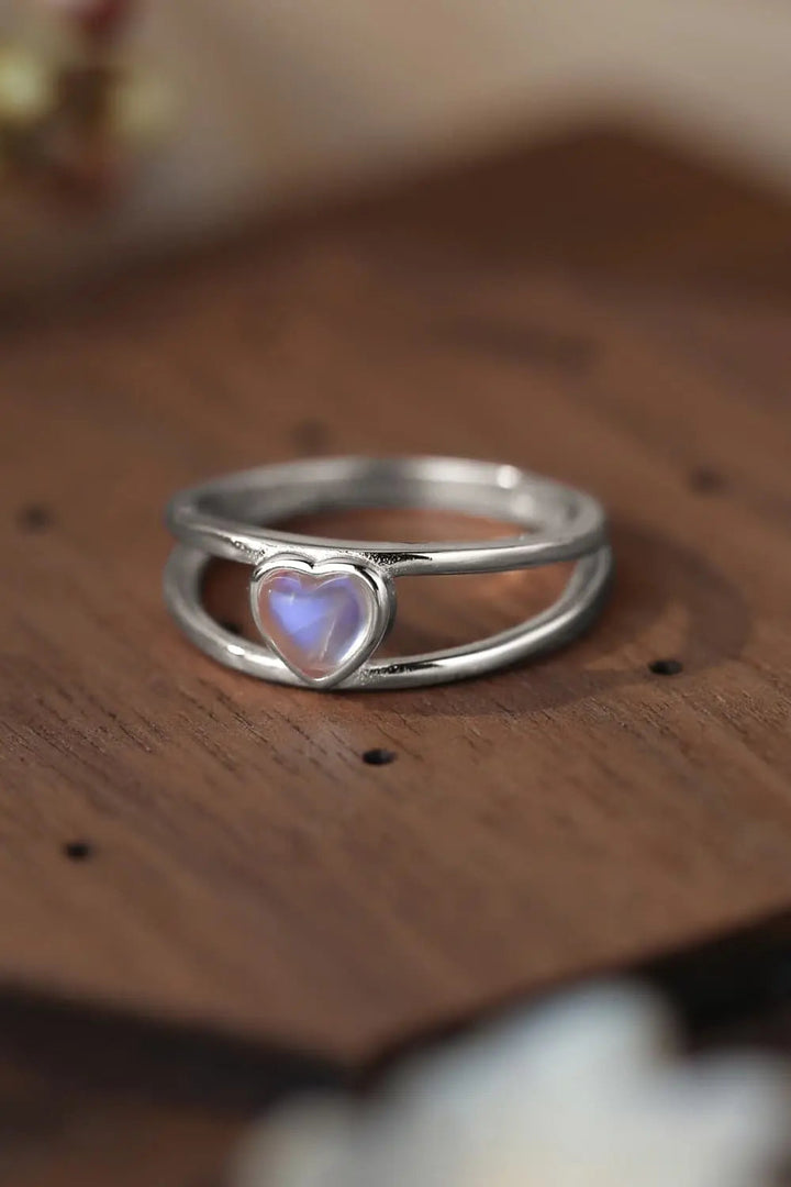 Moonstone Heart 925 Sterling Silver Ring LOVCIA