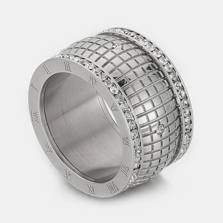 LOVCIA Inlaid Rhinestone Stainless Steel Ring