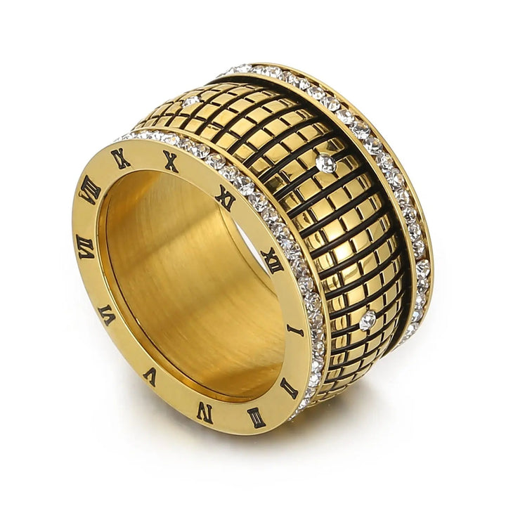 LOVCIA Inlaid Rhinestone Stainless Steel Ring