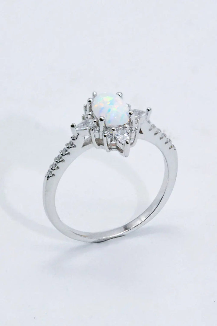 Platinum-Plated Opal and Zircon Ring LOVCIA