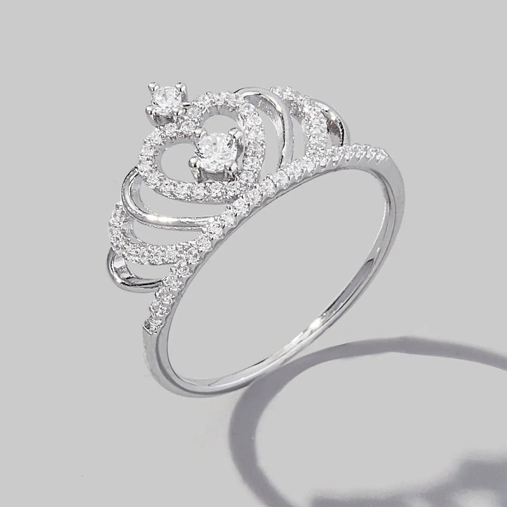 Crown Shape Zircon 925 Sterling Silver Ring LOVCIA