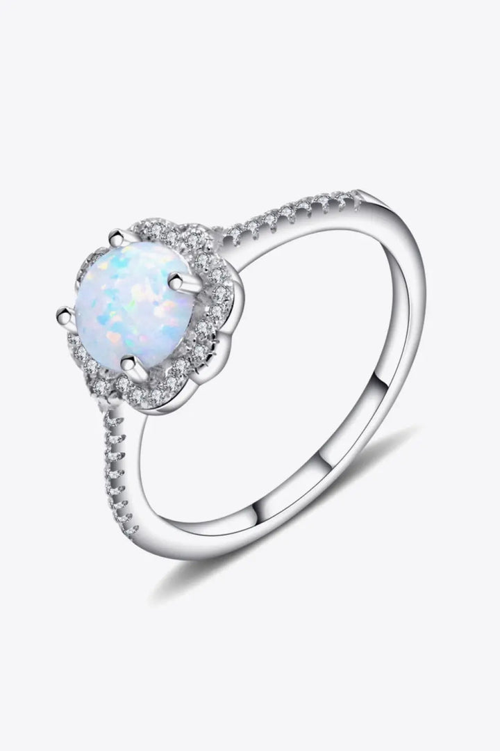 Platinum-Plated 4-Prong Opal Ring LOVCIA