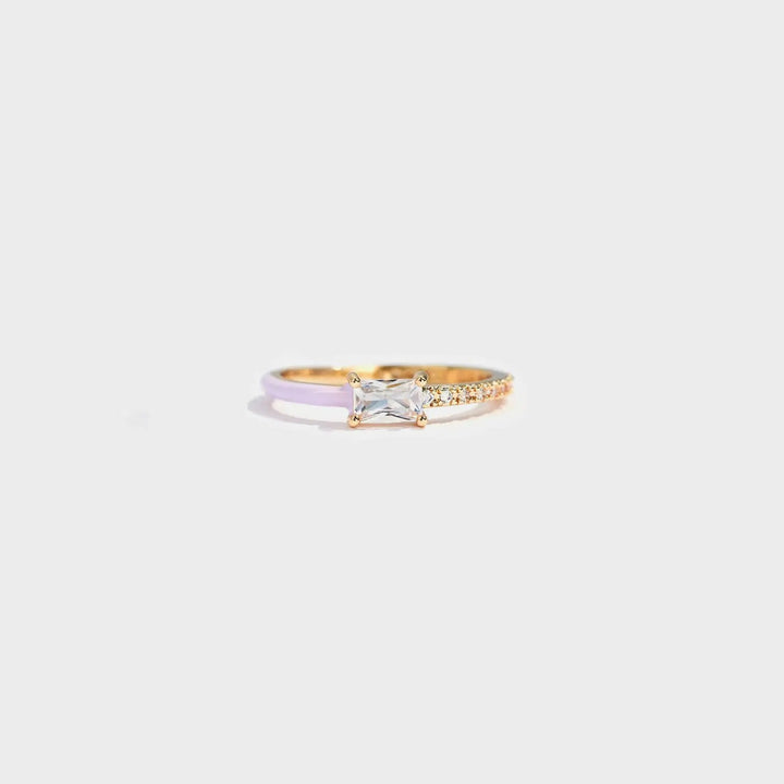 Heart Shape Inlaid Zircon Enamel Ring LOVCIA