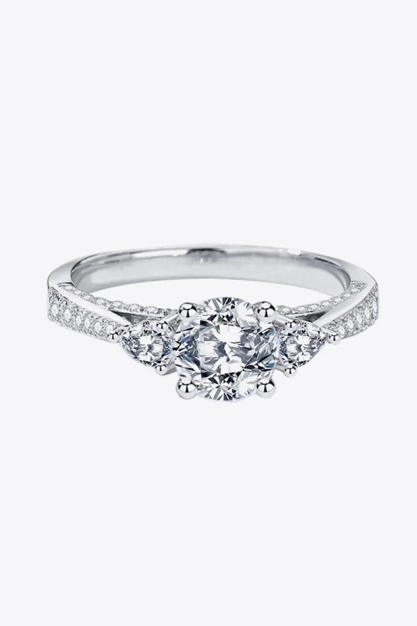 1 Carat Moissanite 4-Prong Side Stone Ring LOVCIA