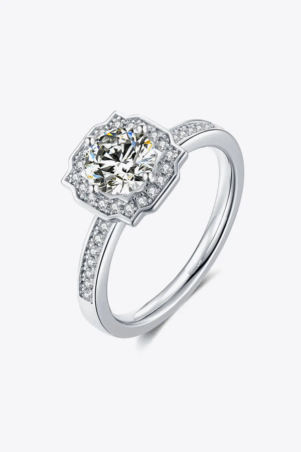 LOVCIA 1 Carat Moissanite Platinum-Plated Ring