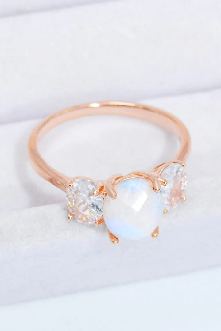 LOVCIA Natural Moonstone and Zircon Ring