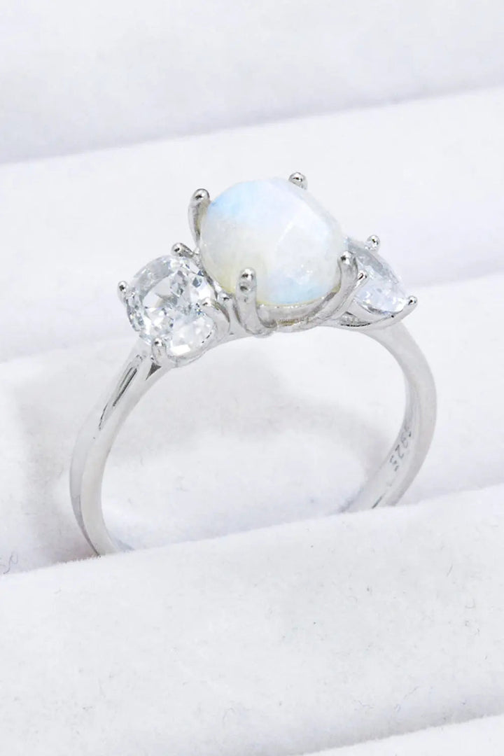 LOVCIA Natural Moonstone and Zircon Ring