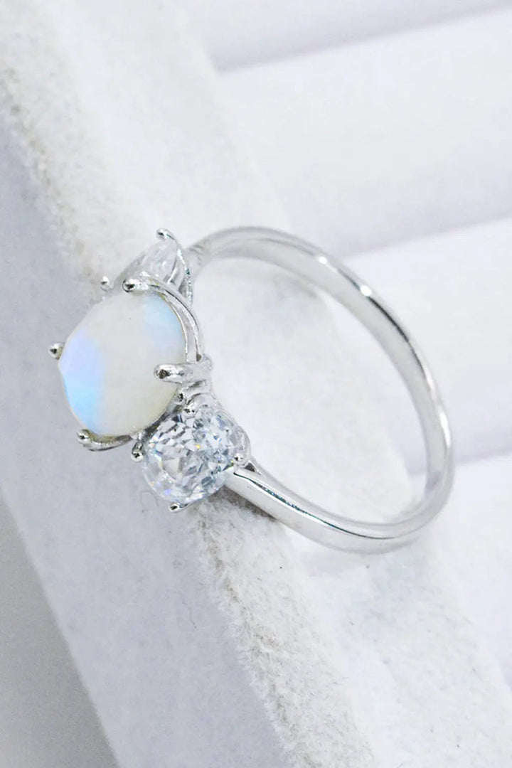 LOVCIA Natural Moonstone and Zircon Ring