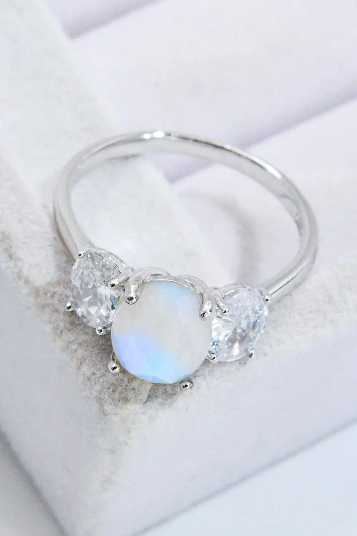 LOVCIA Natural Moonstone and Zircon Ring