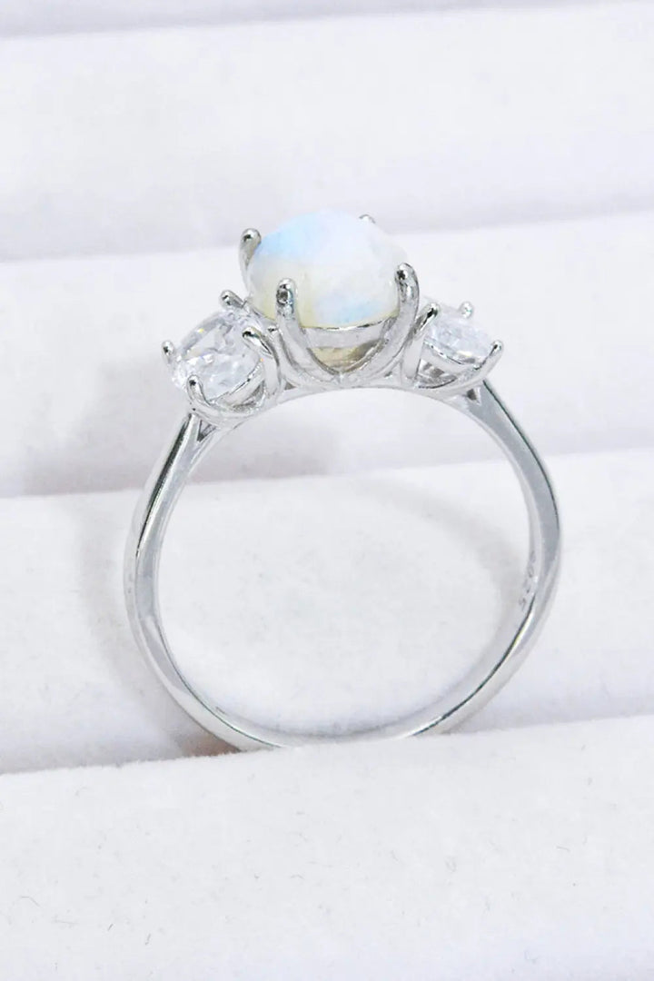 LOVCIA Natural Moonstone and Zircon Ring