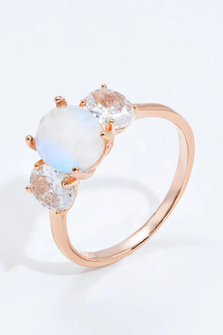 LOVCIA Natural Moonstone and Zircon Ring