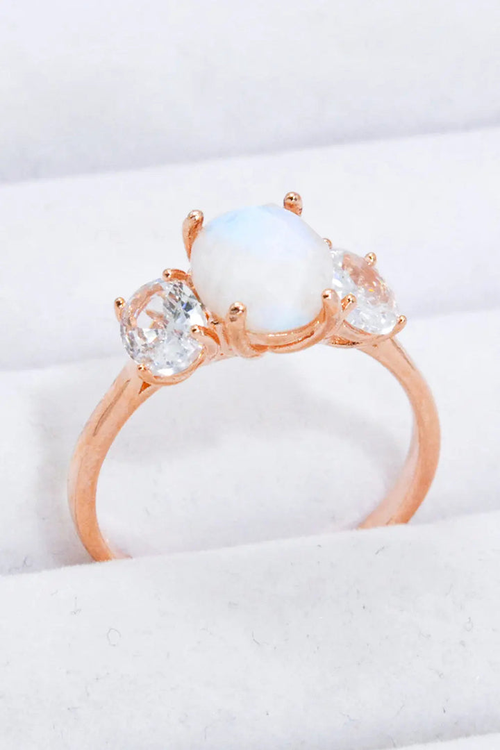 LOVCIA Natural Moonstone and Zircon Ring