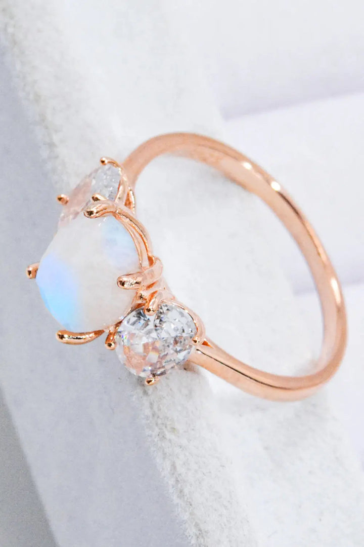 LOVCIA Natural Moonstone and Zircon Ring