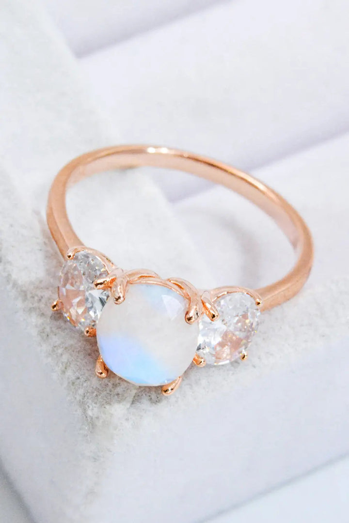 LOVCIA Natural Moonstone and Zircon Ring