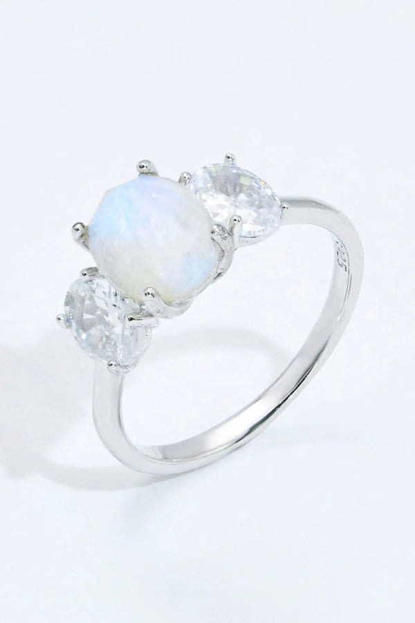 LOVCIA Natural Moonstone and Zircon Ring