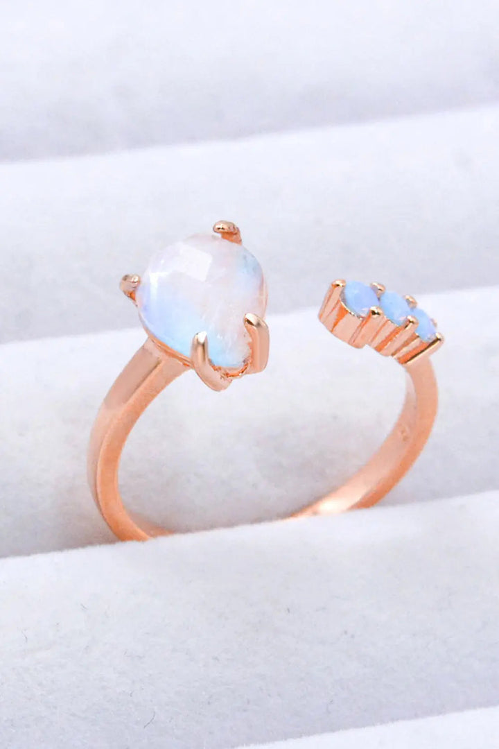 18K Rose Gold-Plated Moonstone Open Ring LOVCIA