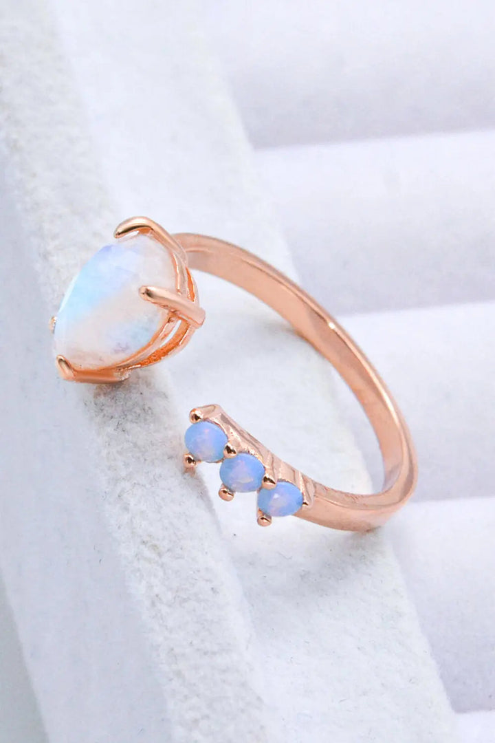 18K Rose Gold-Plated Moonstone Open Ring LOVCIA