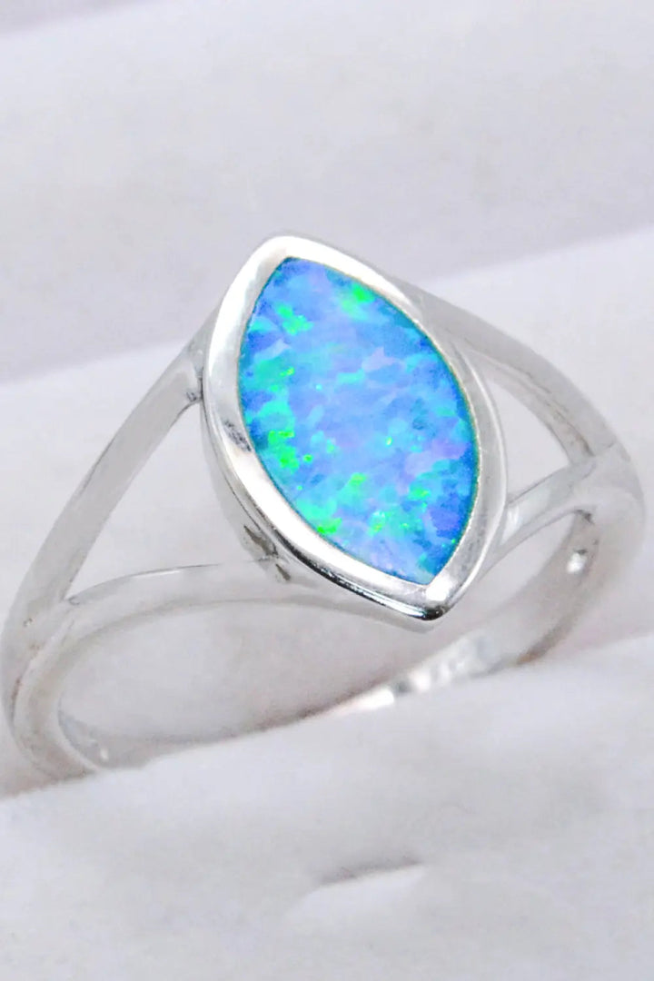 925 Sterling Silver Split Shank Opal Ring LOVCIA