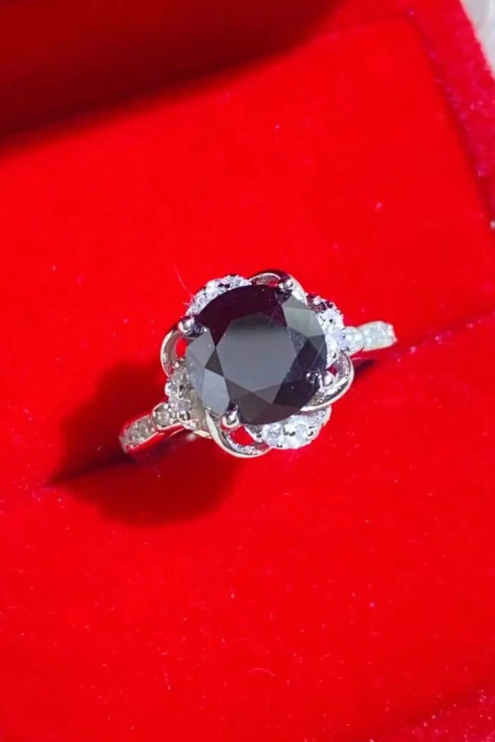 2 Carat Black Moissanite Floral Ring LOVCIA