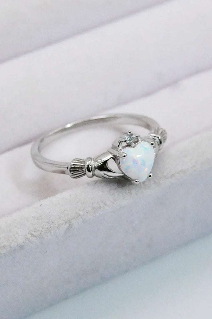 925 Sterling Silver Heart Opal Ring LOVCIA