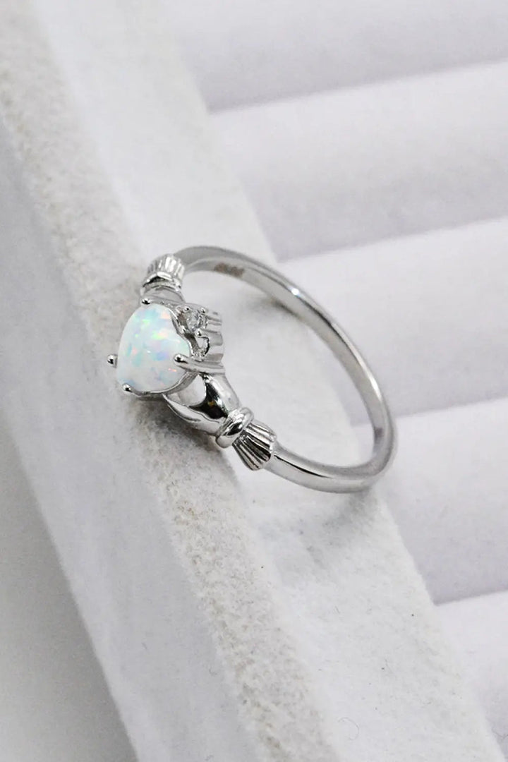 925 Sterling Silver Heart Opal Ring LOVCIA