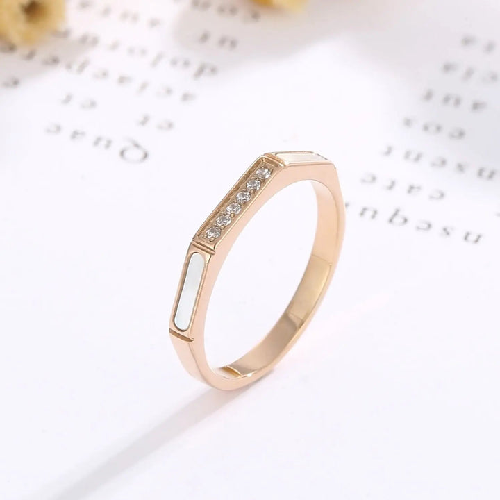 LOVCIA Stainless Steel Inlaid Zircon Ring