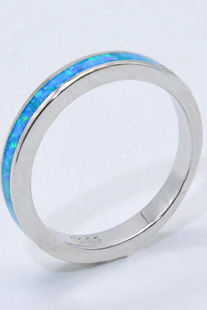 925 Sterling Silver Opal Ring in Sky Blue LOVCIA