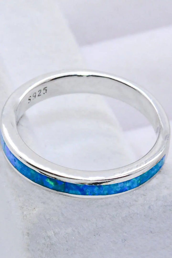 925 Sterling Silver Opal Ring in Sky Blue LOVCIA