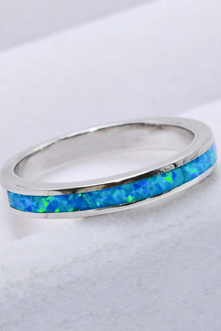 925 Sterling Silver Opal Ring in Sky Blue LOVCIA