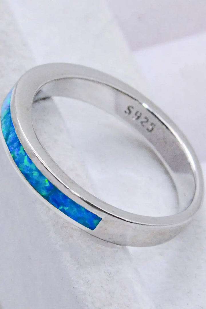 925 Sterling Silver Opal Ring in Sky Blue LOVCIA