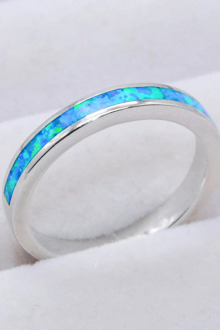 925 Sterling Silver Opal Ring in Sky Blue LOVCIA