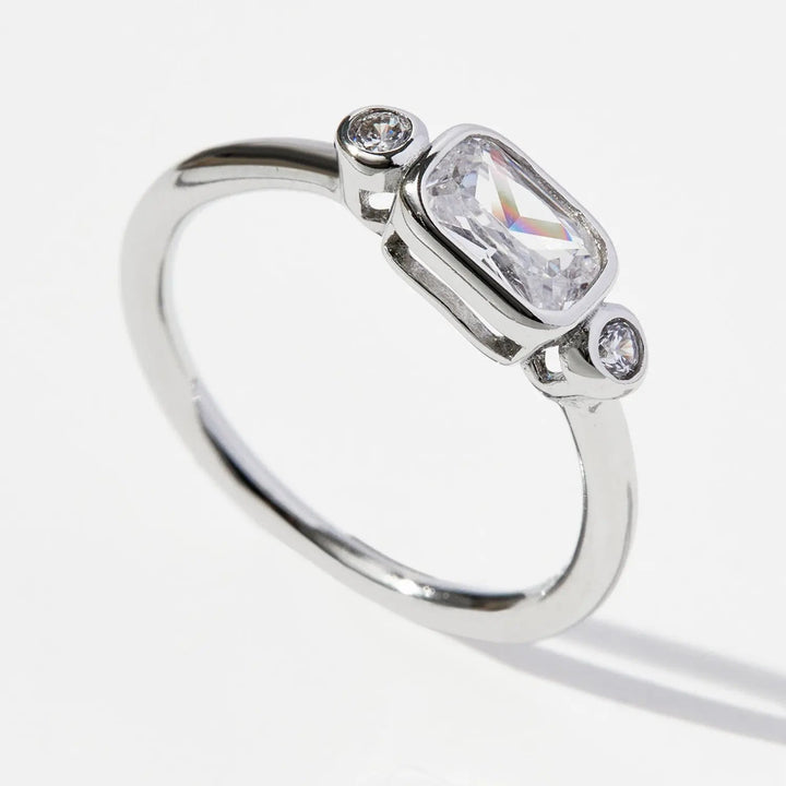 925 Sterling Silver Geometric Zircon Ring LOVCIA