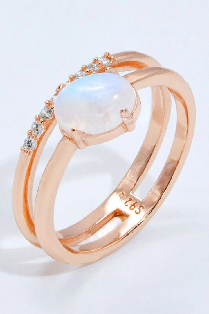 LOVCIA Natural Moonstone and Zircon Double-Layered Ring