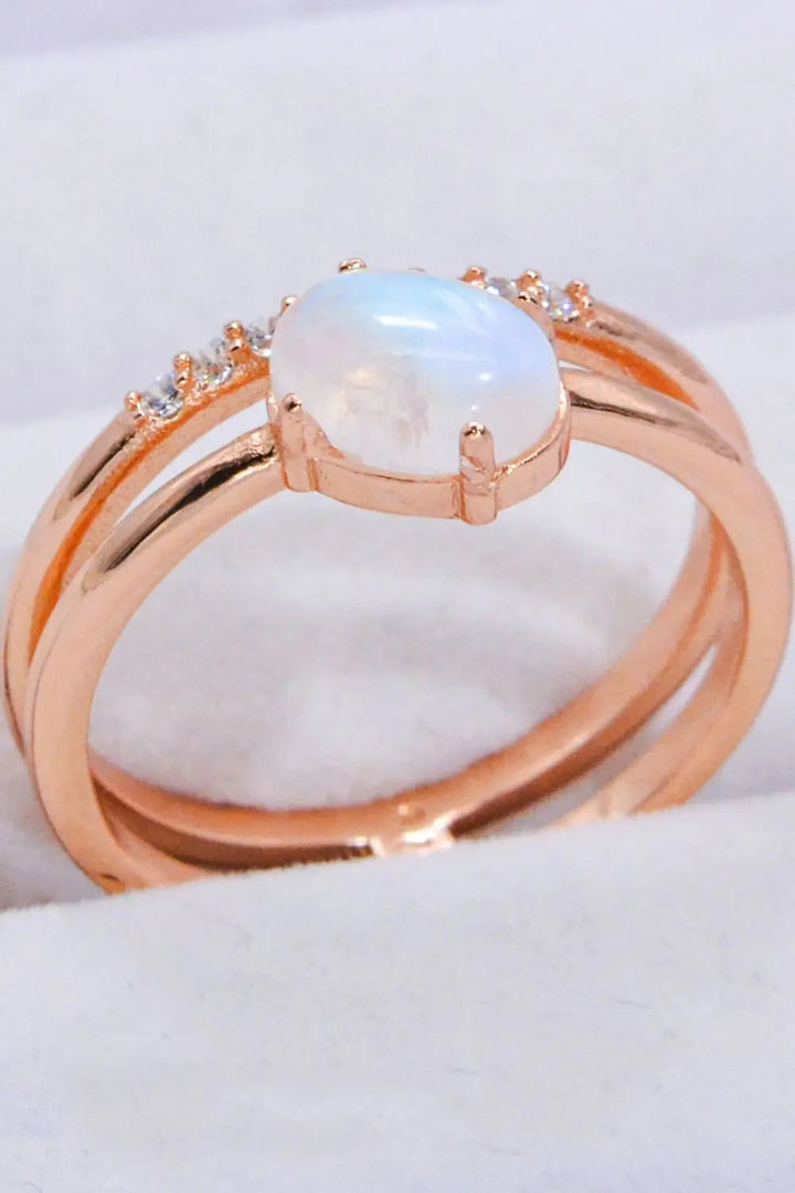 LOVCIA Natural Moonstone and Zircon Double-Layered Ring