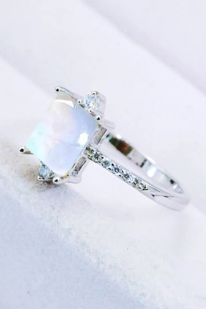 925 Sterling Silver Square Moonstone Ring LOVCIA