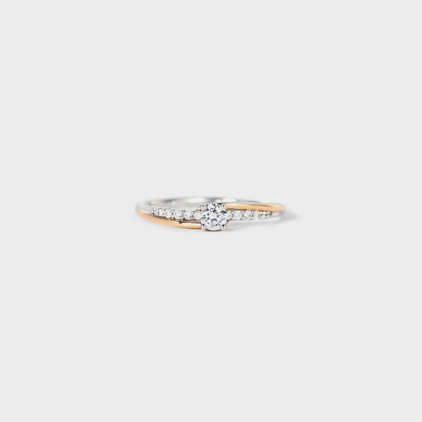 Inlaid Zircon Bicolor Rose Gold-Plated Ring LOVCIA