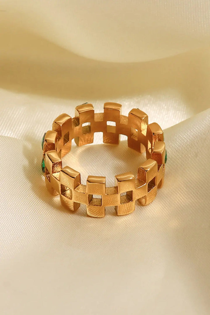 Contrast Stainless Steel 18K Gold-Plated Ring LOVCIA