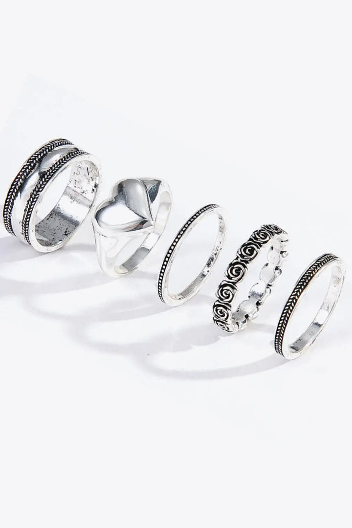 Zinc Alloy Five-Piece Ring Set LOVCIA