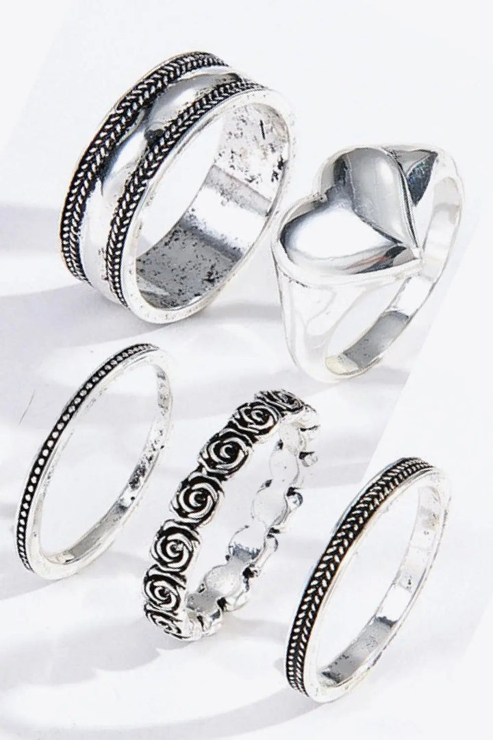 Zinc Alloy Five-Piece Ring Set LOVCIA