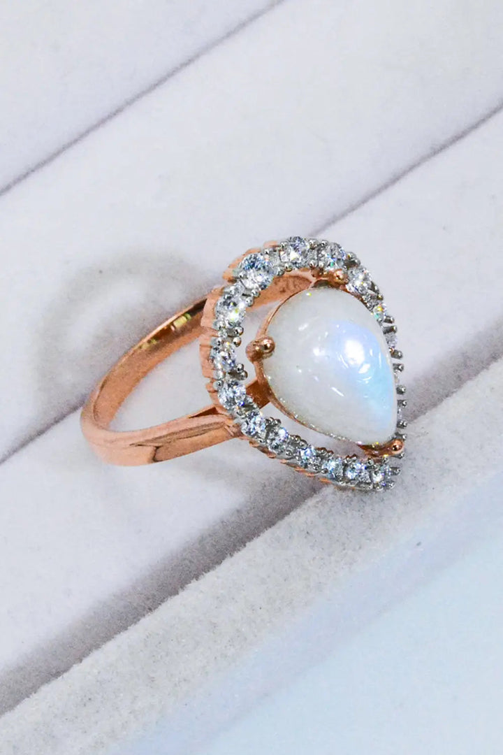 LOVCIA Moonstone Teardrop-Shaped 925 Sterling Silver Ring