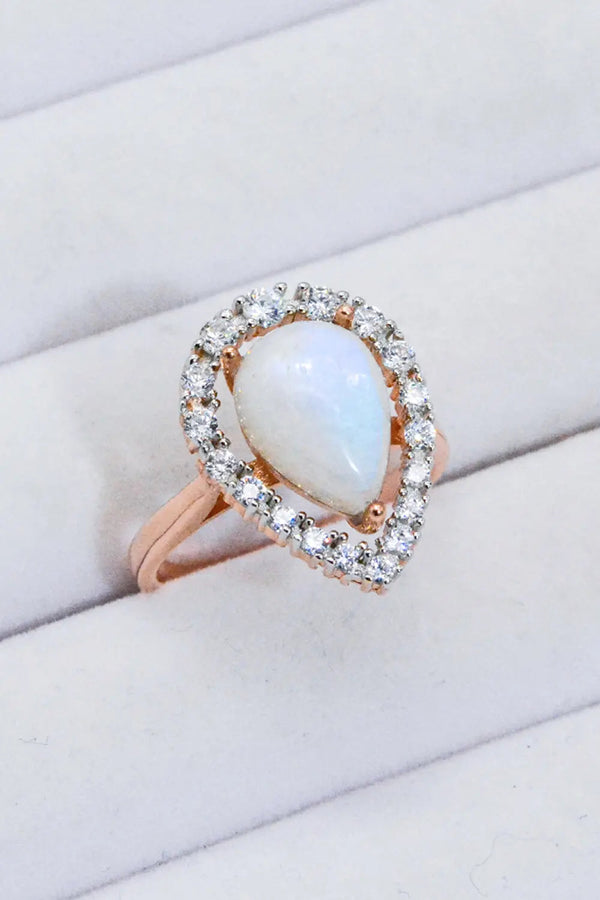 LOVCIA Moonstone Teardrop-Shaped 925 Sterling Silver Ring