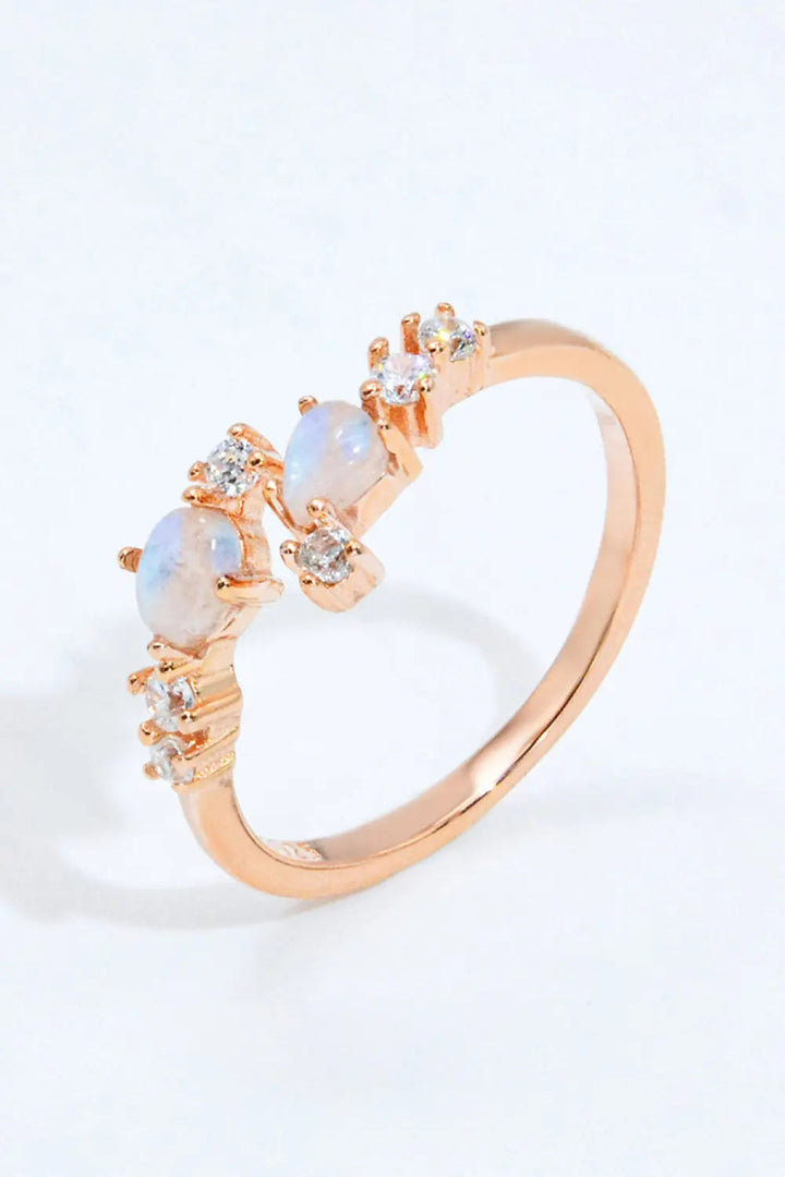 Natural Moonstone and Zircon Open Ring LOVCIA