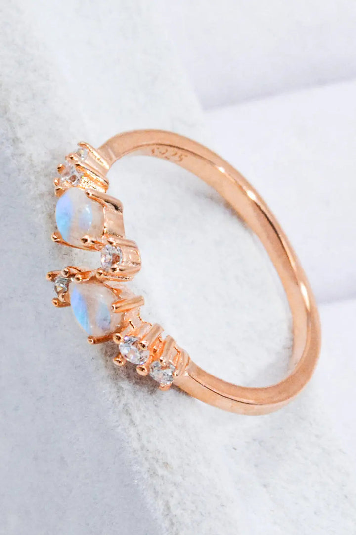 Natural Moonstone and Zircon Open Ring LOVCIA