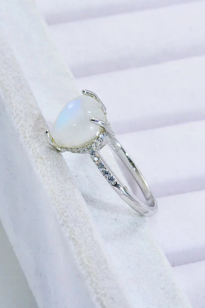 LOVCIA Heart-Shaped Natural Moonstone Ring