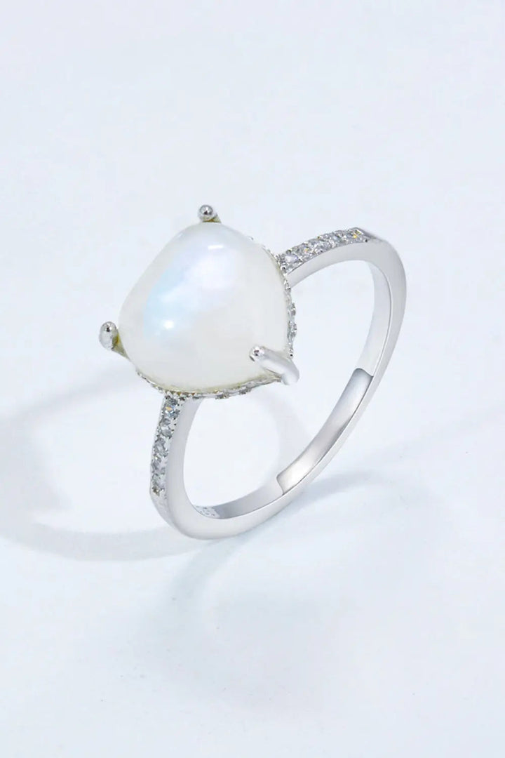 LOVCIA Heart-Shaped Natural Moonstone Ring