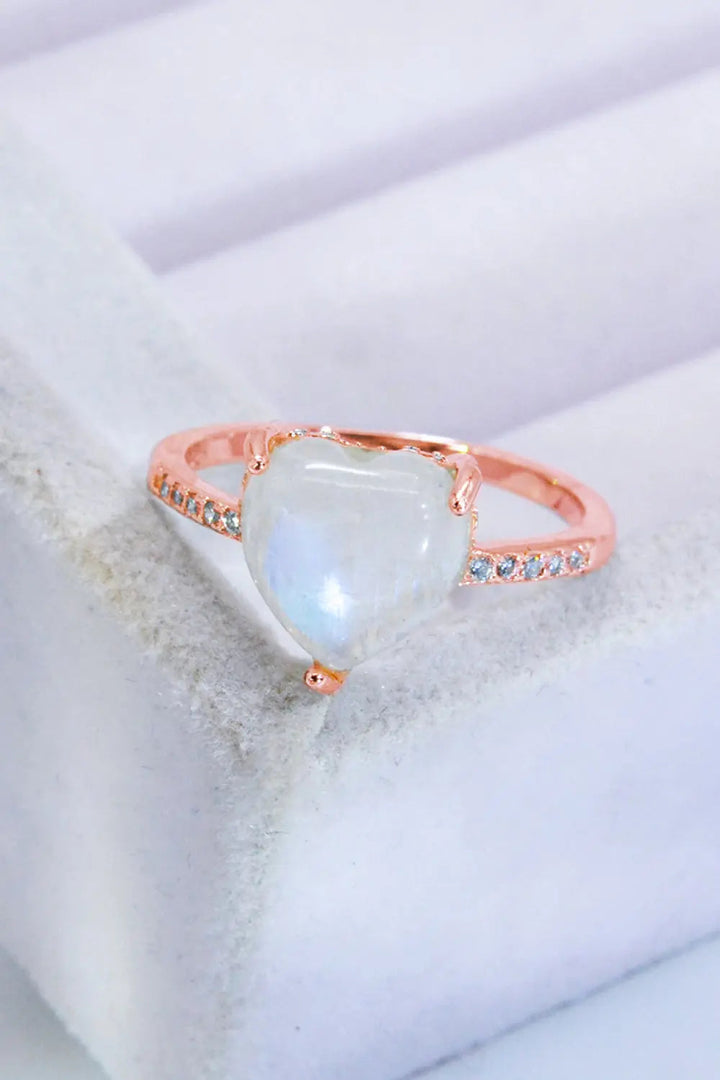 LOVCIA Heart-Shaped Natural Moonstone Ring