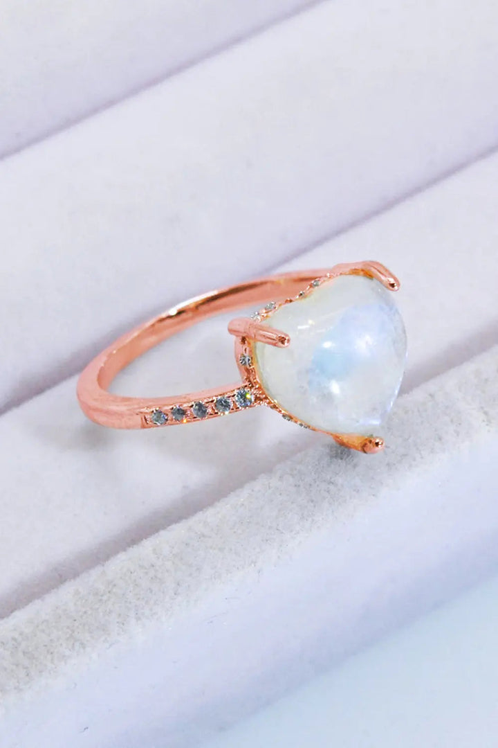 LOVCIA Heart-Shaped Natural Moonstone Ring