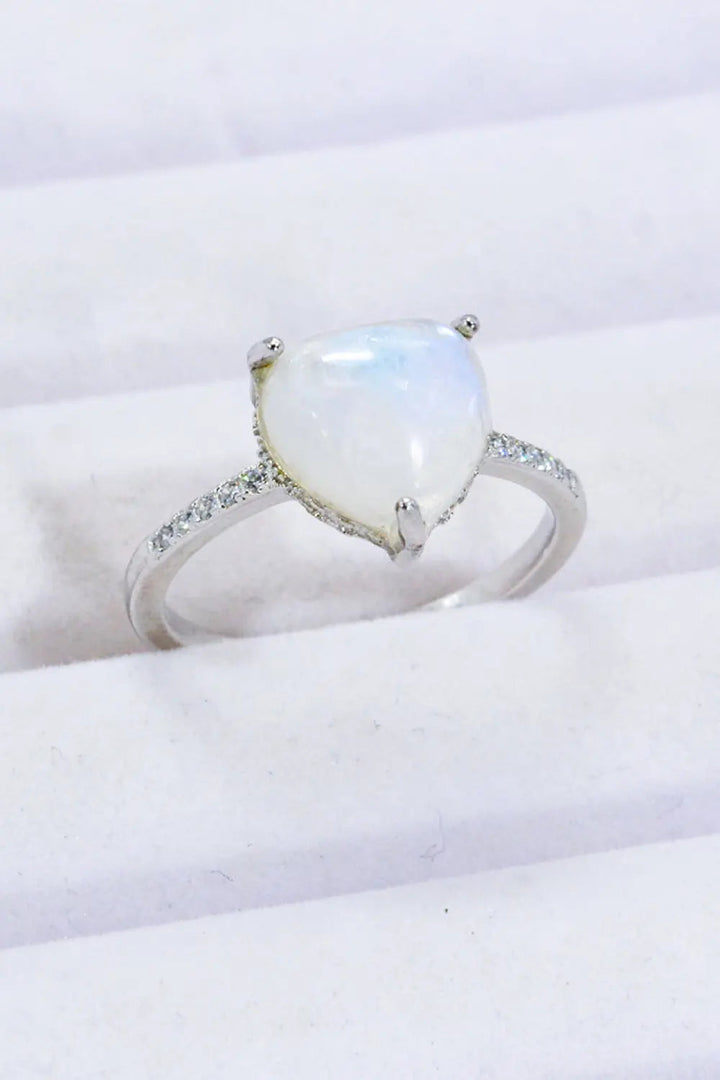 LOVCIA Heart-Shaped Natural Moonstone Ring