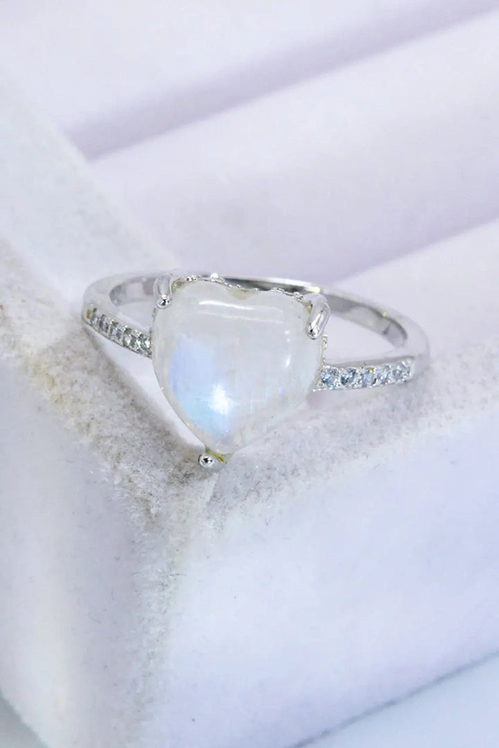 LOVCIA Heart-Shaped Natural Moonstone Ring